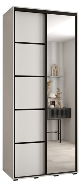 Szafa przesuwna wysoka Davos 5 100, gł. 60 cm biały + biały + czarny