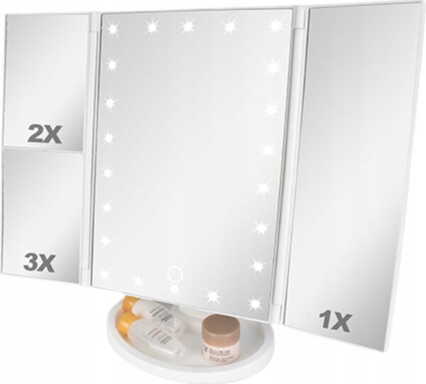Lusterko Do MAKIJAŻU Podświetlane LED Kosmetyczne Stojące POWIĘKSZAJĄCE 3X!