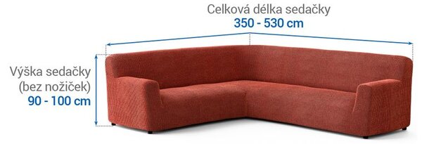Bi-elastyczne pokrowce COSTINA miedziane kanapa narożnikowa (sz. 350 - 530 cm)