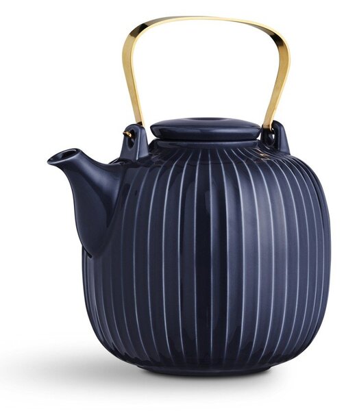 Ciemnoniebieski porcelanowy dzbanek do herbaty Kähler Design Hammershoi, 1,2 l