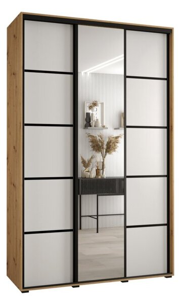 Szafa przesuwna wysoka Davos 5 160, gł. 60 cm artisan + biały + czarny