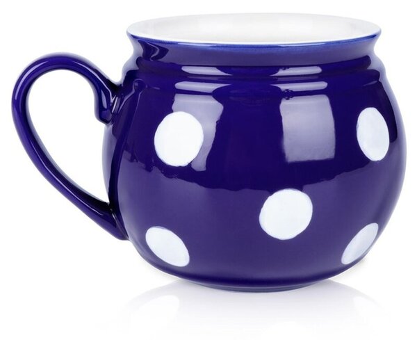 Kubek ceramiczny niebieski w grochy 850 ml