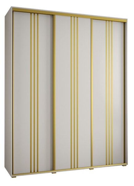 Szafa przesuwna wysoka Davos 6 200, gł. 60 cm biały + biały + złoty