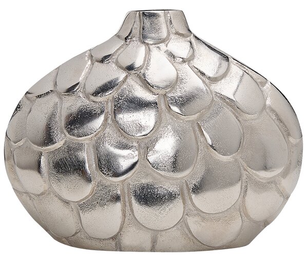 Wazon dekoracyjny okrągły na kwiaty aluminium ozdobny połysk srebrny Timgad Beliani