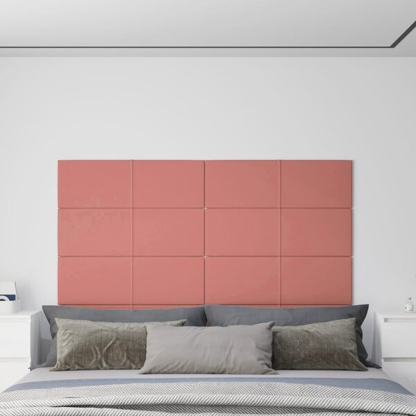 Panele ścienne, 12 szt., różowe, 90x30 cm, aksamit, 3,24 m²