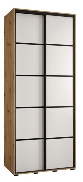 Szafa przesuwna wysoka Davos 4 120, gł. 45 cm artisan + biały + czarny