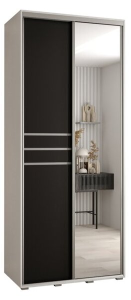 Szafa przesuwna wysoka Davos 11 100, gł. 60 cm biały + czarny + srebrny