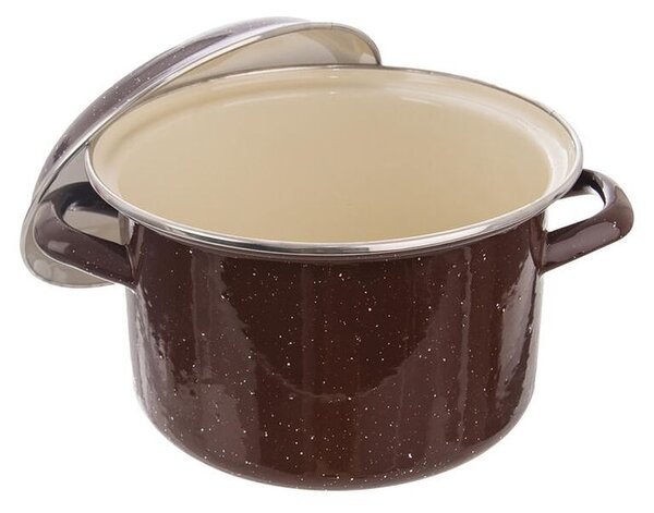 Emaliowany garnek z rantem i pokrywką BROWN 2,5 l