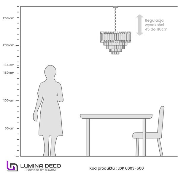 LAMPA WISZĄCA ŻYRANDOL KRYSZTAŁOWY CZARNO-ZŁOTY MAZINI D50