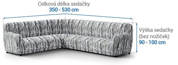Bi-elastyczne pokrowce OCEANO NOWE szaroniebieskie kanapa narożnikowa (sz. 350 - 530 cm)