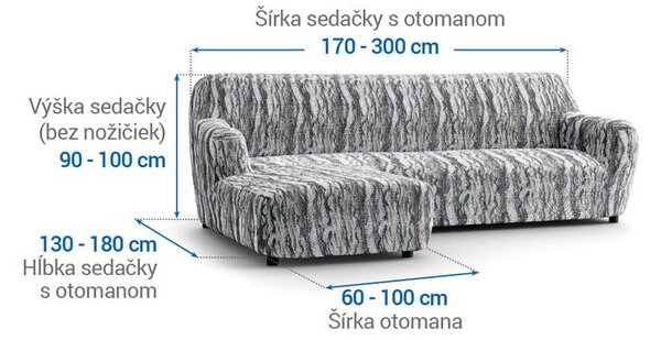 Bi-elastyczne pokrowce OCEANO NOWE szaroniebieskie narożnik z otomaną po lewej stronie (sz. 170 - 300 cm)