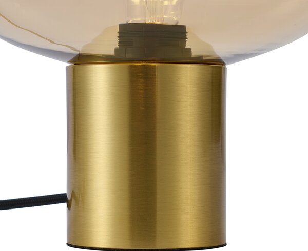 Designerska lampa stołowa mosiężna z bursztynowym szkłem - Umbrella