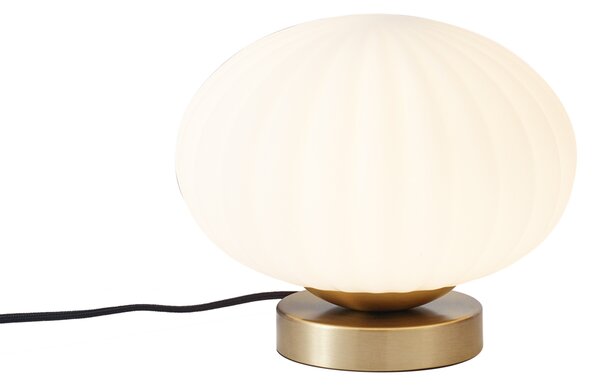 Designerska lampa stołowa mosiężna ze szkłem opalowym - Mochi