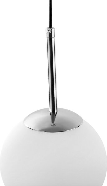 LAMPA WISZĄCA NOWOCZESNA CHROMOWANA BIAŁA KULA FREDICA 15