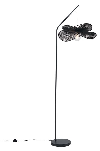 Lampa podłogowa Art Deco czarna z czarnym kloszem - Nest