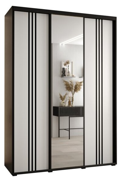 Szafa przesuwna wysoka Davos 7 180, gł. 45 cm czarny + biały + czarny