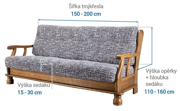 Bi-elastyczne pokrowce GRAFITI NOWE antracyt kanapa trzyosobowa z drew. bokami (sz. 150 - 200 cm)
