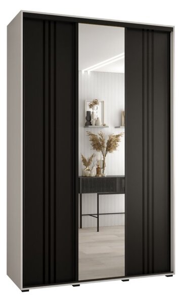 Szafa przesuwna wysoka Davos 7 150, gł. 60 cm biały + czarny + czarny