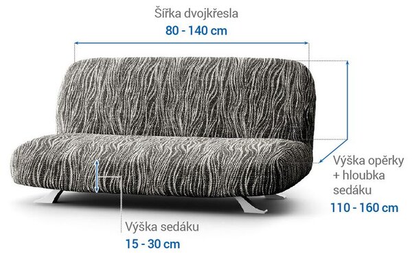 Bi-elastyczne pokrowce UNIVERSO NOWE cieniowane czarno-białe kanapa dwuosobowa z drew. bokami (sz. 80 -140 cm)
