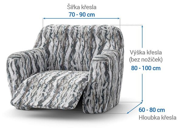 Bi-elastyczne pokrowce OCEANO NOWE szaroniebieskie fotel relaks (sz. 70 - 90 cm)