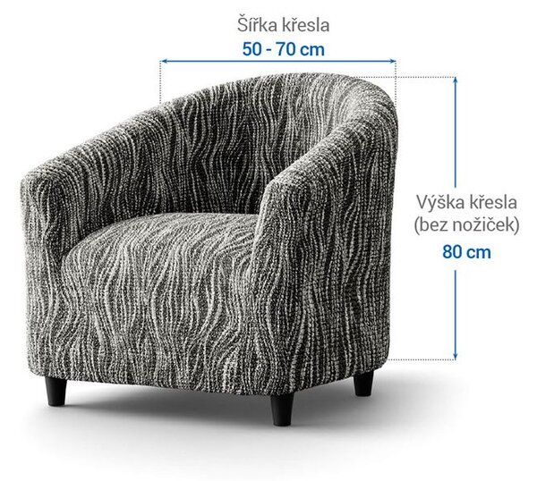 Bi-elastyczne pokrowce UNIVERSO NOWE cieniowane czarno-białe fotel klubowy (sz. 50 - 70 cm)