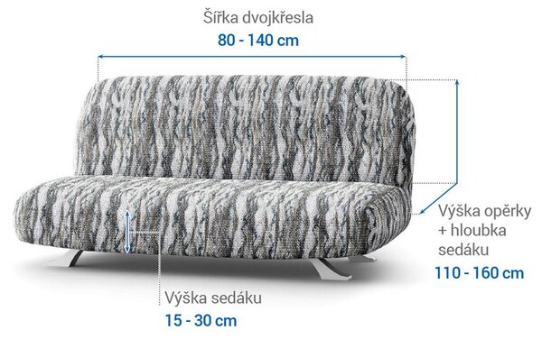 Bi-elastyczne pokrowce OCEANO NOWE szaroniebieskie kanapa dwuosobowa z drew. bokami (sz. 80 -140 cm)