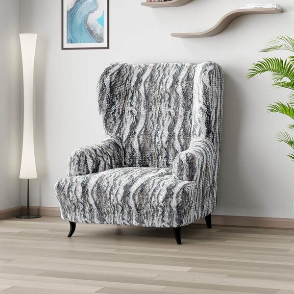 Bi-elastyczne pokrowce OCEANO NOWE szaroniebieskie fotel uszak (sz. 60 - 110 cm)