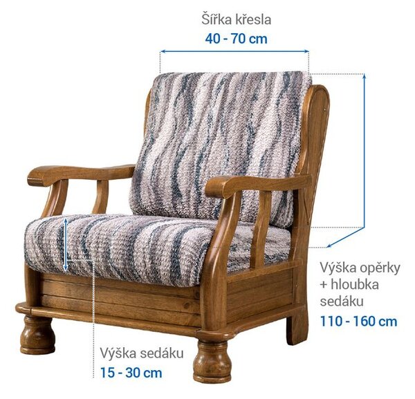 Bi-elastyczne pokrowce OCEANO NOWE szaroniebieskie fotel z drewnianymi bokami (sz. 40 - 70 cm)