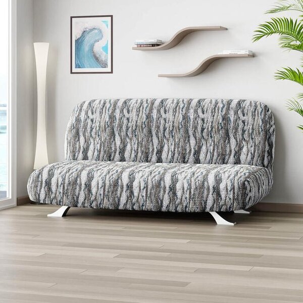 Bi-elastyczne pokrowce OCEANO NOWE szaroniebieskie kanapa dwuosobowa z drew. bokami (sz. 80 -140 cm)