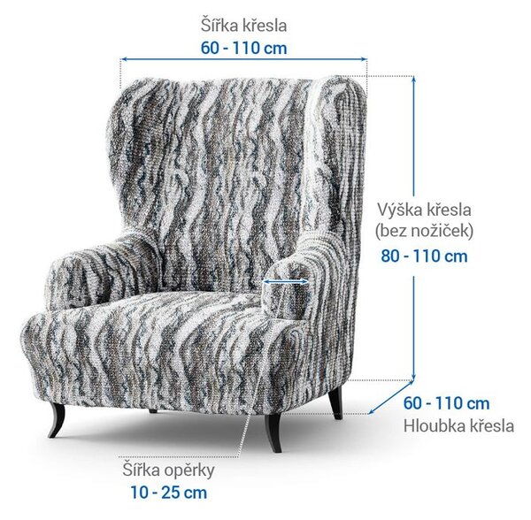 Bi-elastyczne pokrowce OCEANO NOWE szaroniebieskie fotel uszak (sz. 60 - 110 cm)