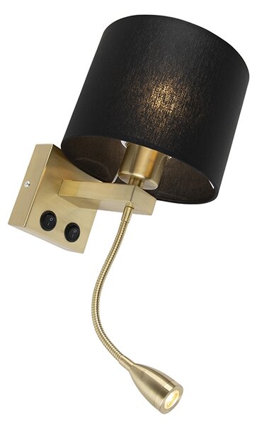 Lampa ścienna w stylu art deco złota z czarnym kloszem - Brescia