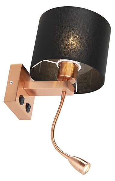 Lampa ścienna w stylu art deco miedziana z czarnym kloszem - Brescia