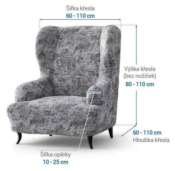 Bi-elastyczne pokrowce MARMO szare fotel uszak (sz. 60 - 110 cm)