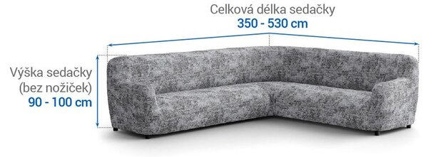 Bi-elastyczne pokrowce MARMO szare kanapa narożnikowa (sz. 350 - 530 cm)