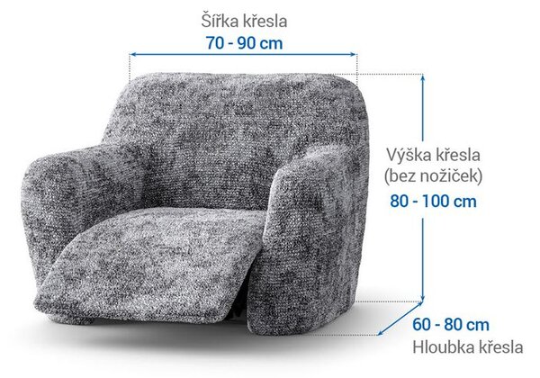 Bi-elastyczne pokrowce MARMO szare fotel relaks (sz. 70 - 90 cm)