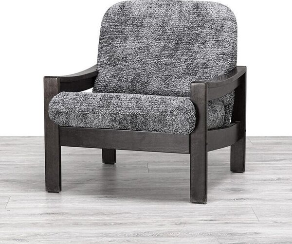 Bi-elastyczne pokrowce MARMO szare fotel z drewnianymi bokami (sz. 40 - 70 cm)