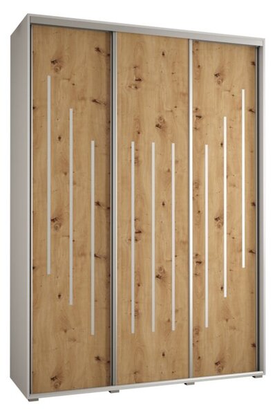Szafa przesuwna wysoka Davos 8 170, gł. 60 cm biały + artisan + srebrny