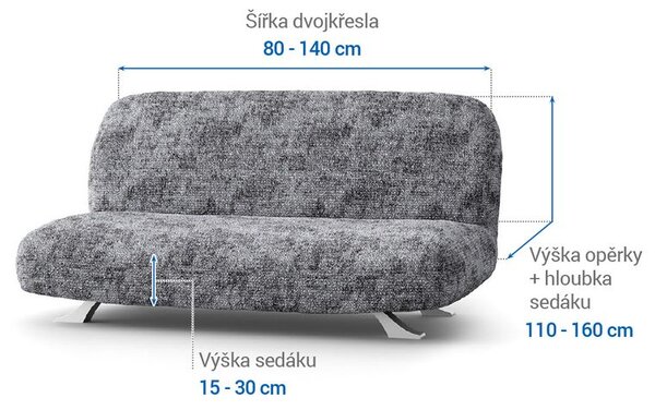 Bi-elastyczne pokrowce MARMO szare kanapa dwuosobowa z drew. bokami (sz. 80 -140 cm)