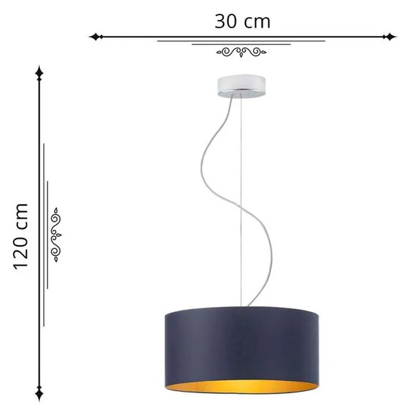 Żyrandol glamour z abażurem 30 cm - A7-F60