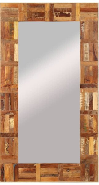 Lustro ścienne w ramie z odzyskanego drewna, 60 x 110 cm