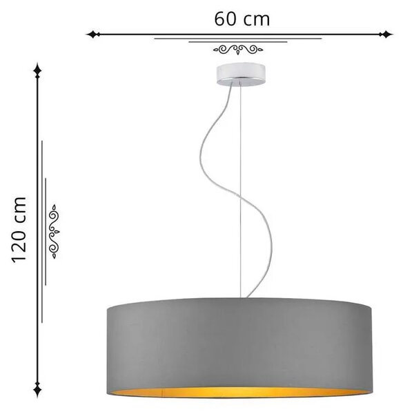 Żyrandol nad stół z dużym abażurem 60 cm W0-B58