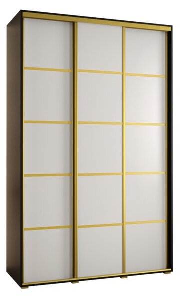 Szafa przesuwna wysoka Davos 4 170, gł. 45 cm czarny + biały + złoty