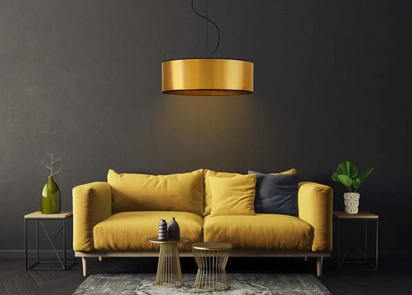 Złoty żyrandol z okrągłym abażurem 30 cm - EX853 M8-F69