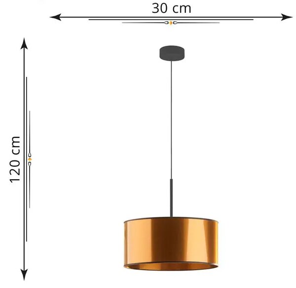 Miedziany żyrandol z okrągłym abażurem 30 cm - 3X EX871 A5-S33