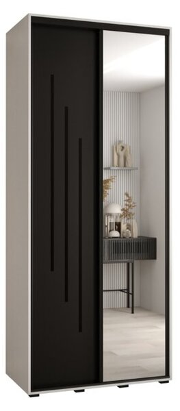 Szafa przesuwna wysoka Davos 9 120, gł. 60 cm biały + czarny + czarny