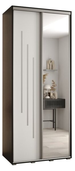Szafa przesuwna wysoka Davos 9 100, gł. 45 cm czarny + biały + srebrny