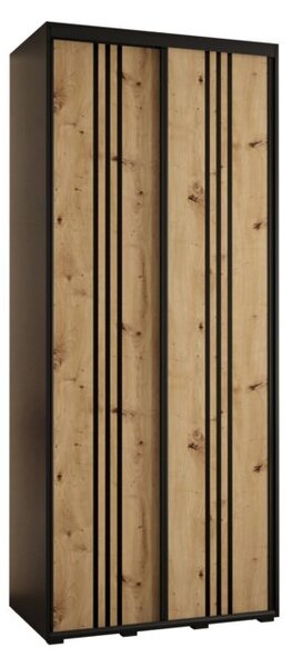 Szafa przesuwna wysoka Davos 6 120, gł. 60 cm czarny + artisan + czarny