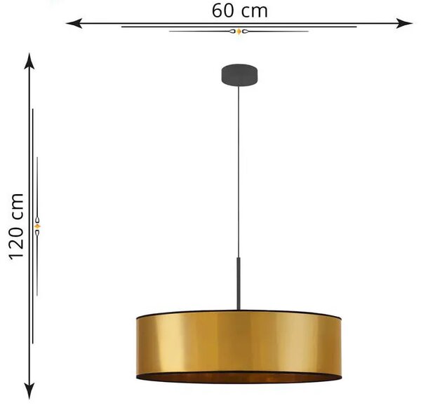 Złoty żyrandol z abażurem walec 60 cm - EX874 R2-K09