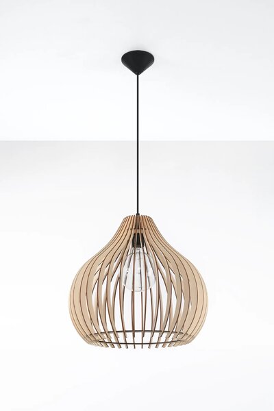 Skandynawska lampa wisząca z drewnianym kloszem - 6X EX550 K7-E11