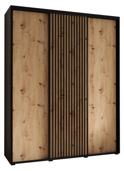 Szafa przesuwna wysoka Lanko 1 190, gł. 60 cm czarny + artisan + czarny